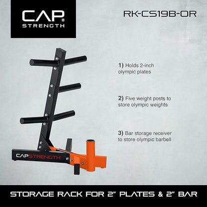 CAP Barbell Olympic Plate Tree Storage Rack, Multiple Colors