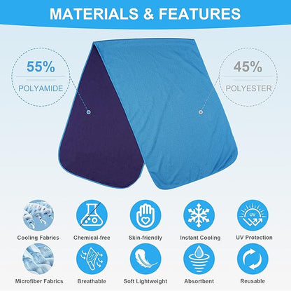 U-pick Cooling Towels for Hot Weather, Soft Instant Cold Breathable Towel, Chilly Rags for Neck, Sweat Towels for Gym, Yoga, Golf, Tennis, Workout, Travel & More Activities