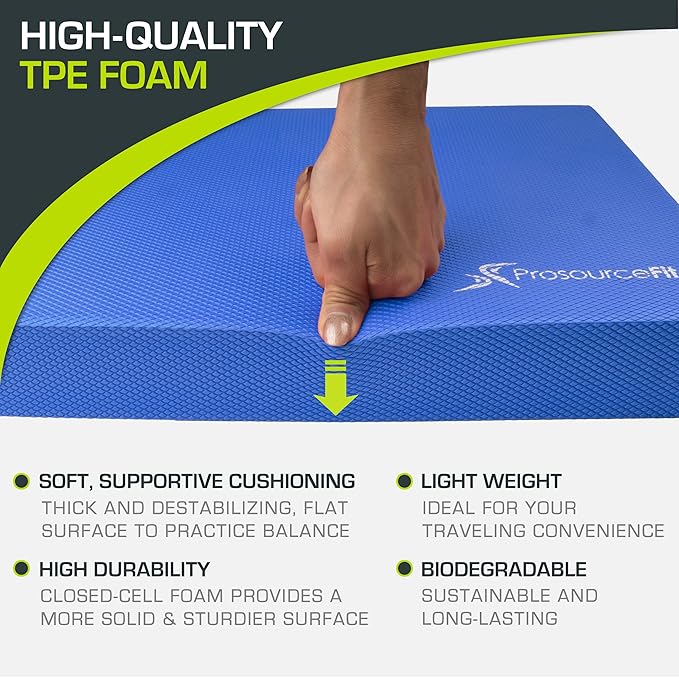 ProsourceFit Exercise Balance Pad – Cushioned Non-Slip Foam Mat & Knee Pad for Fitness, Stability Training, Physical Therapy, Yoga