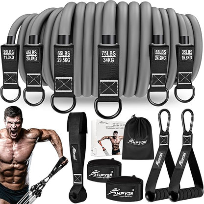 Resistance Bands, Heavy Exercise Bands with Handles, Fitness Bands for Working Out, Workout Bands for Men, Weight Bands Set for Muscle Training, Strength, Slim, Yoga, Home Gym Equipment