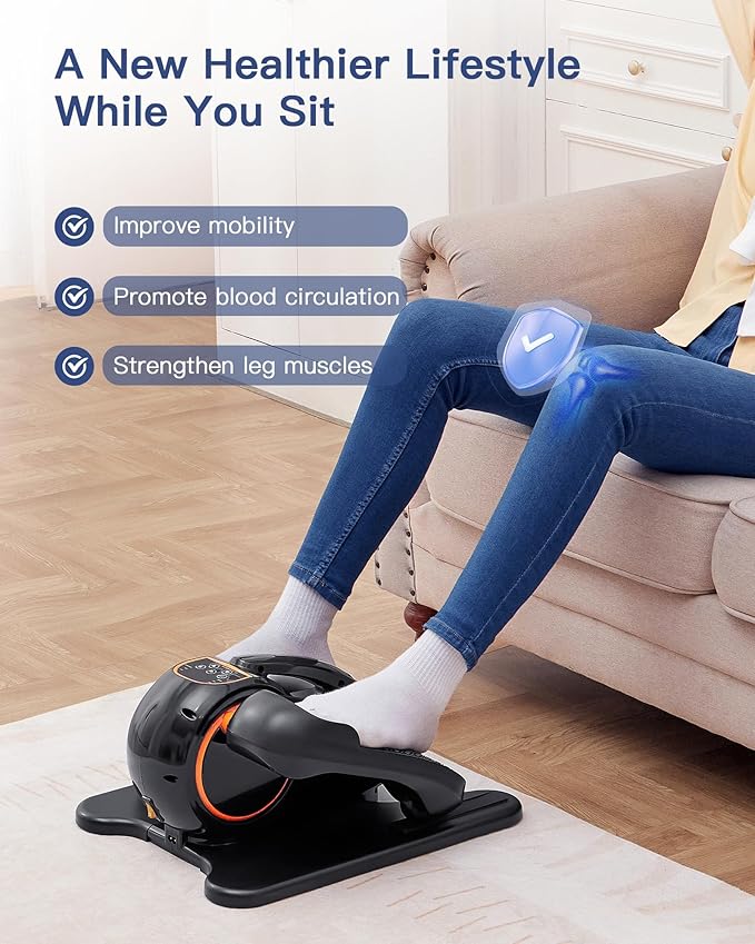 YOSUDA Under Desk Elliptical with 10 Level Resistances, Motorized Ellipse Leg Exerciser for Seniors Fully Assembled, Seated Pedal Exerciser with Remote Control & Non-Slip Pedals