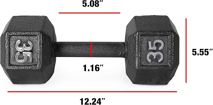 CAP Barbell Black Cast Iron Hex Dumbbell | 5-120 LBs | Single or Pair