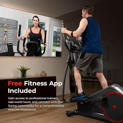 Sunny Health & Fitness Smart Endurance Elliptical Trainer w/Extended Stride, Home Cardio Exerciser & Full-Body Cross Training Machine, Exclusive SunnyFit App Bluetooth Link, Optional 14" & 18" Stride