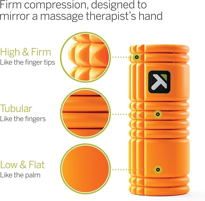 TRIGGERPOINT Performance Therapy Grid Foam Roller with Free Online Instructional Videos, Original (13-inch), Orange