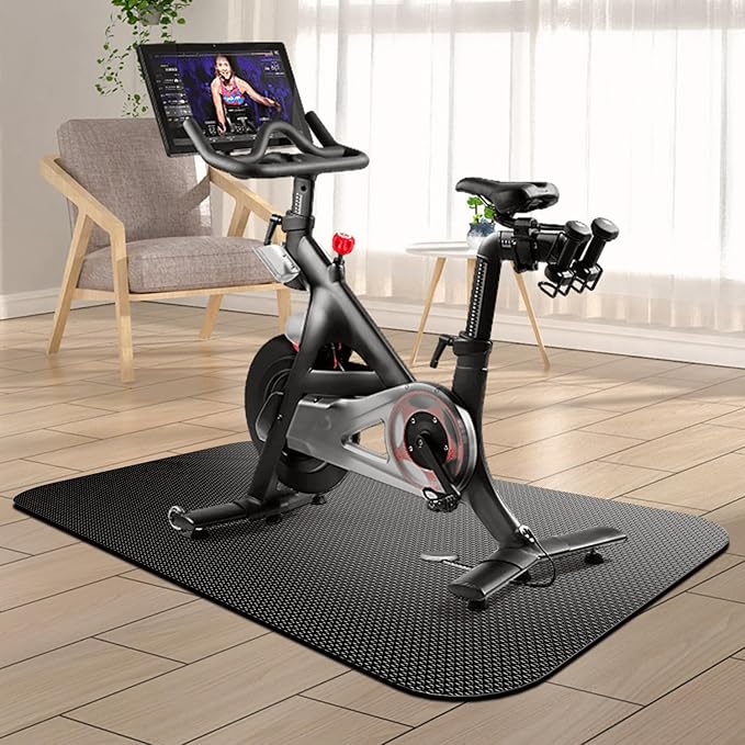 Bike Mat Exercise Bike Mat,Treadmill Mat for Carpet & Hardwood Floors,Mats for Gym Equipment,Indoor Exercise Equipment Mat,Exercise Mat,Fitness Mat,Stationary Bike Mat (Black, 23.6" × 47.3")