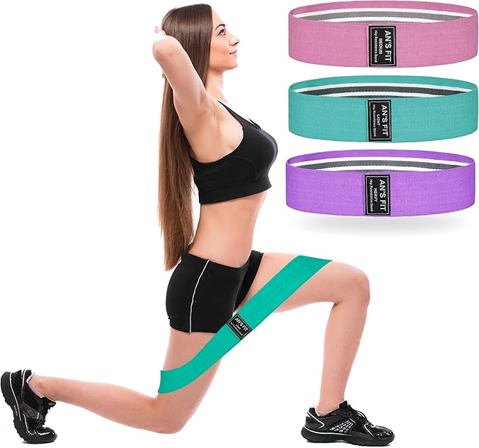 An'S Fit Fabric Resistance Bands for Working Out, 3 Level Non-Slip Booty Bands for Women and Men - Exercise Bands Set for Fitness