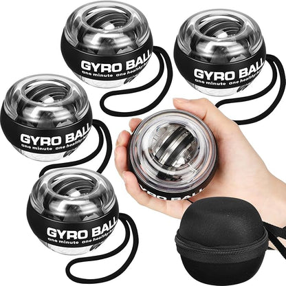 4 Pcs Wrist Trainer Ball Auto Start Hand Gyro Ball Wrist Strengthener Self Starting Forearm Exerciser with Bag and Strap for Strengthening Arms Fingers Wrist Training