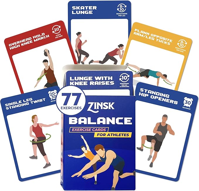 Balance Exercise Cards for Athletes – Workout Cards for Core and Standing Balance – Balance Trainer Fitness Deck for Full-body Balance Exercises for Gym & Home Workout - Fitness Exercise Cards