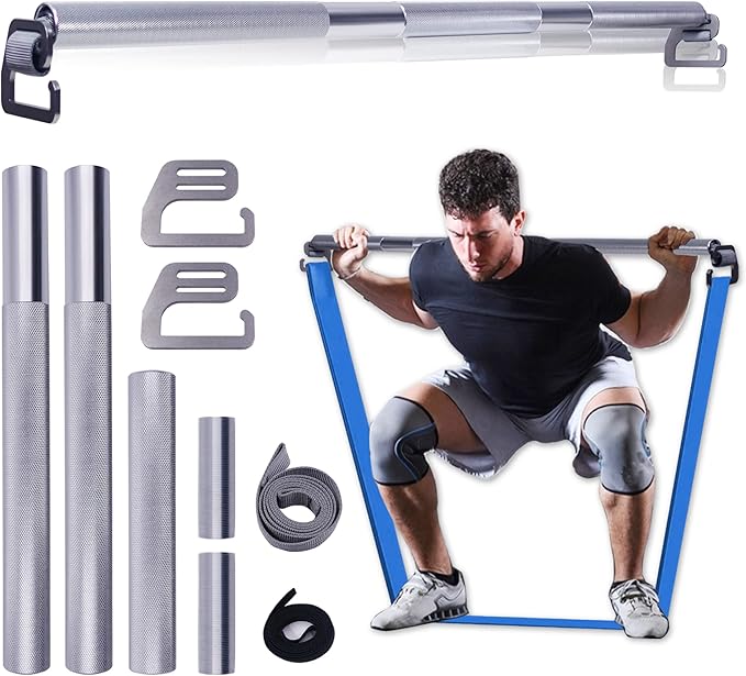 J Bryant Fitness Resistance Band Exercise Bar Large Hook 37.8" Length With Handles Heavy Duty Bar