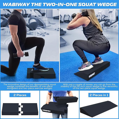 Squat Wedge Block -Slant Board for Squats -Heel Elevated Squat Wedge -Calf Raise block -Wedges for Squats-Great for foot and calf stretch- Ankle Stretcher - Workout equipment for physical therapy