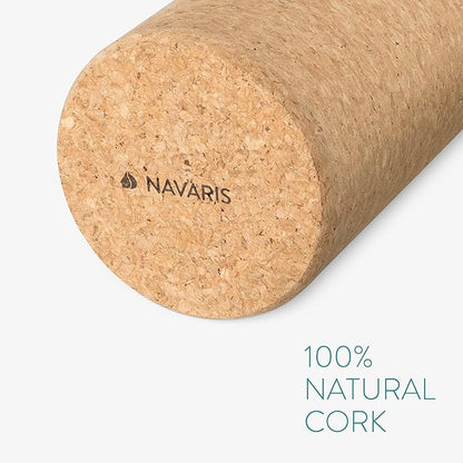 Navaris Cork Roller - Fitness Sport Yoga Cork Tube for Legs, Back, Muscles - Large, 4 x 24"