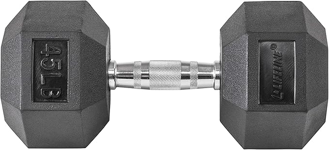 Lifeline Fitness Hex Dumbbells, Rubber Wrapped Hex Dumbbells, Premium Quality, Ergonomic Knurled Handle, Dumb Bells for Exercise, Home Gym Exercise Weights