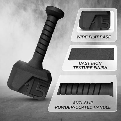 Yes4All Hammer Kettlebells 15, 25, 35 lbs - Cast Iron Weights Anti Slip Powder Coated Handle - Workout Strength Training Gym Equipment, Weightlifting