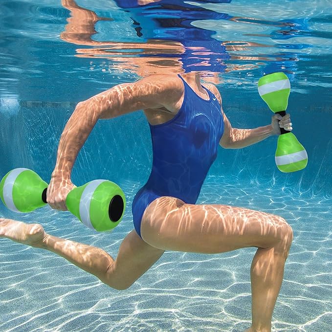 VIDELLY 2 Pieces Water Dumbbells Aquatic Exercise Dumbbells Pool Fitness Water Aerobic Exercise Foam Dumbbells Pool Resistance Sports EVA Foam Dumbbell Set Water Fitness Equipment for Weight Loss