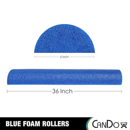 CanDo Blue PE Foam Rollers for Fitness, Exercise Muscle Restoration, Massage Therapy, Sport Recovery and Physical Therapy for Homes, Clinics, and Gyms 6" x 36" Half-Round