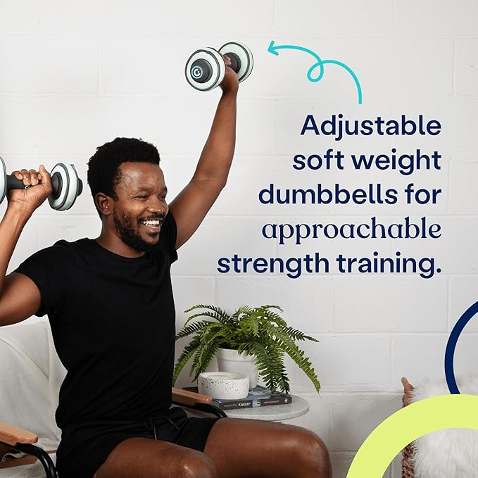 Cubii Build Adjustable Dumbbell Set - Includes Two Adjustable Hand Weight Dumbbells Plus 4 Cubii 1 lb SoftRings Free Weights with Fast and Easy Exercise Weight Adjust for Women and Men Strength