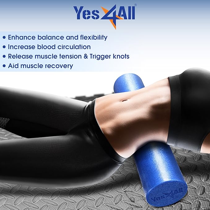 Yes4All Soft-Density Round PE 12/18/ 24/36 inch Foam Rollers for Muscle Massage, Yoga Core Exercise & Physical Therapy