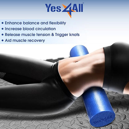 Yes4All Soft-Density Round PE 12/18/ 24/36 inch Foam Rollers for Muscle Massage, Yoga Core Exercise & Physical Therapy