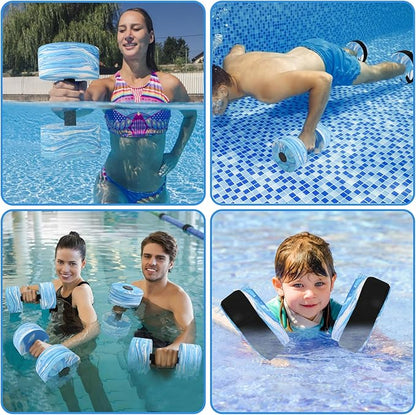 Water Aerobics Set for Aquatic Exercise, New Upgrade Aquatic Exercise Dumbbells and Foam Swim Aquatic Cuffs with Detachable Velcro, Aquatic Fitness Equipment for Water Workouts