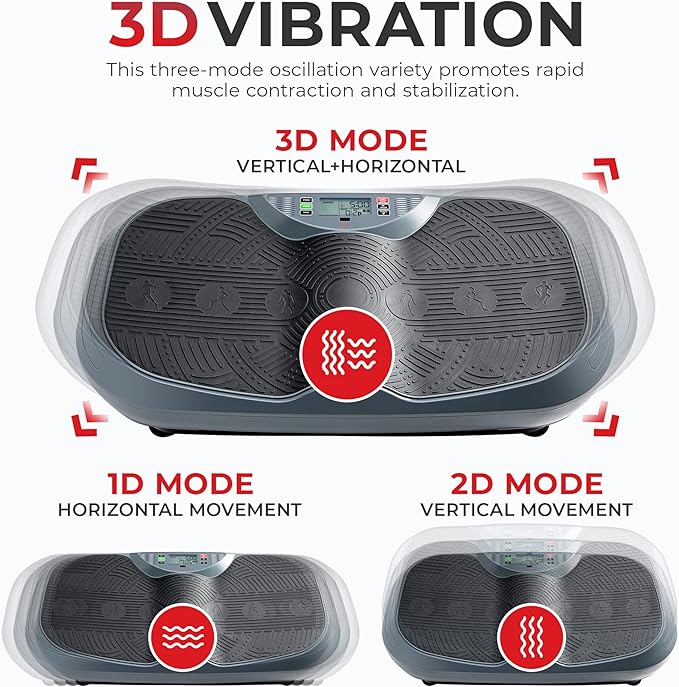 Sunny Health & Fitness Vibration Plate Exercise Machine, Full Body Vibrate Platform for Lymphatic Drainage with Multiple Speeds and Modes, Vibrating Plate Machine for Tension Relief & Weight Loss