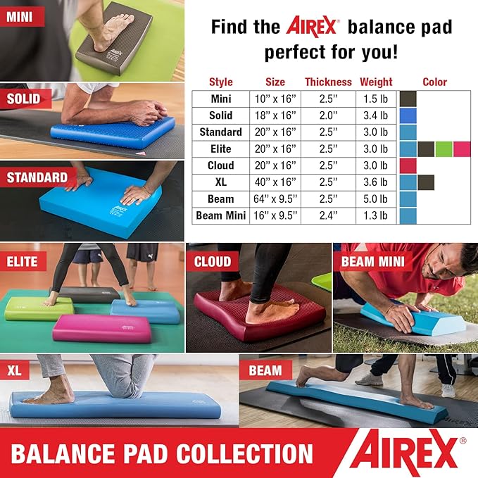 AIREX Balance Pad – Stability Trainer for Balance, Stretching, Physical Therapy, Exercise, Mobility, Rehabilitation and Core Training Non-Slip Closed Cell Foam Premium Balance Pad