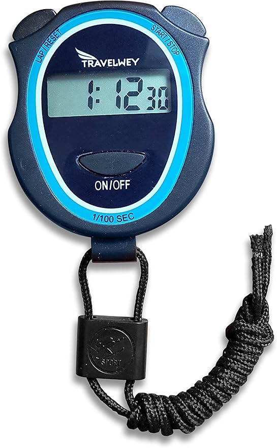 Digital Stopwatch - No Bells, No Whistles, Simple Basic Operation, Silent, Clear Display, ON/OFF, Child Friendly, AAA Batteries (Included), Black