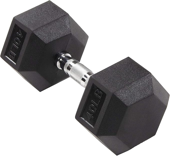 THUNDERBAY Rubber Coated Cast Iron Hex Dumbbell Weights(in Pairs or Singles)