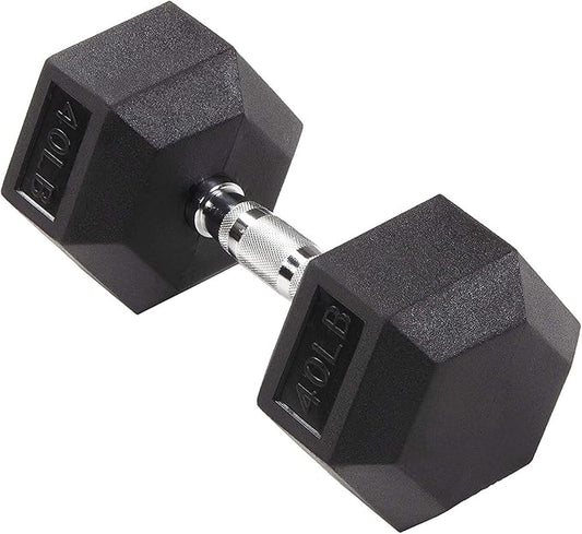 THUNDERBAY Rubber Coated Cast Iron Hex Dumbbell Weights(in