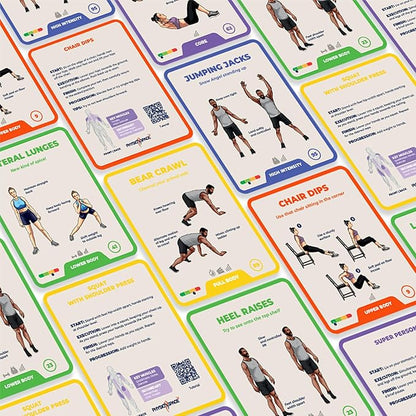 Best 100+ Bodyweight Exercise Cards Perfect at Home Workout- PhysioSpace - for All Fitness Levels - Full Body Workout from Ab Workout to Chair Exercises for Seniors - Improve Your Routine