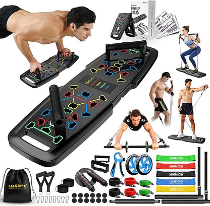 Portable Home Gym System For Men and Women: Push Up Board, Multi-Functional 15 in 1 Foldable Push Up Bar, Push up Handles for Floor, Professional Strength Training