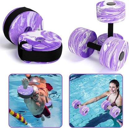 Water Aerobics Set for Aquatic Exercise, New Upgrade Aquatic Exercise Dumbbells and Foam Swim Aquatic Cuffs with Detachable Velcro, Aquatic Fitness Equipment for Water Workouts