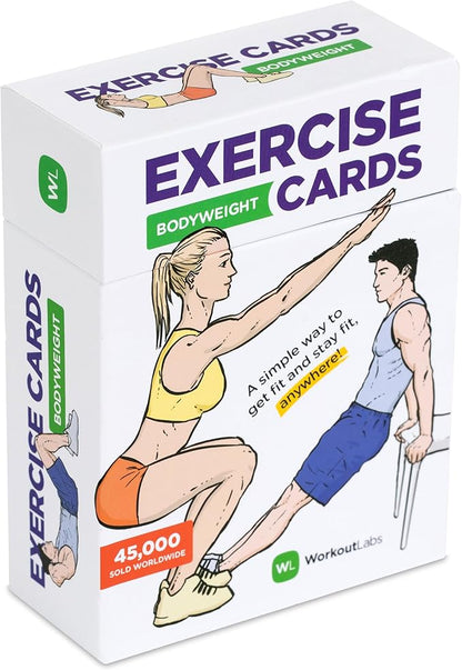 WorkoutLabs Exercise Cards: Bodyweight – Premium Home & Gym Workout Flash Cards Deck for Women and Men with 60 Exercises and 12 No Equipment Routines · Waterproof Plastic Fitness Flashcards