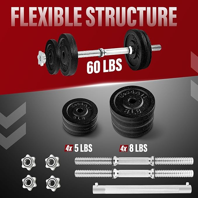 Yes4All Adjustable Dumbbell Set with Weight Plates, Star Lock Collars/Connector, 40lbs to 200lbs Adjustable Weight Plates Set