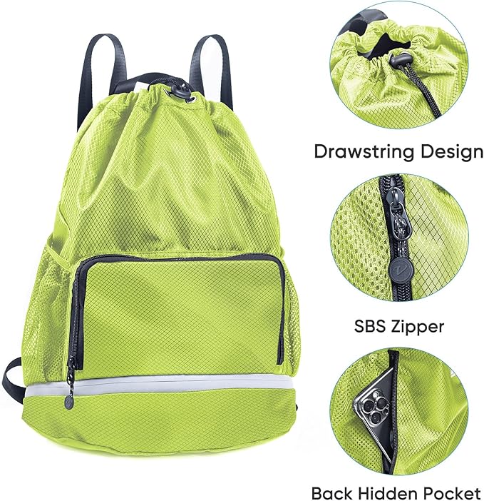 Swim Bag Beach Backpack Sports Drawstring Backpack - Gym Bag - Kids Swim Backpack Mens Beach Bag, Workout Bag