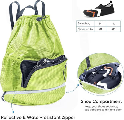 Swim Bag Beach Backpack Sports Drawstring Backpack - Gym Bag - Kids Swim Backpack Mens Beach Bag, Workout Bag