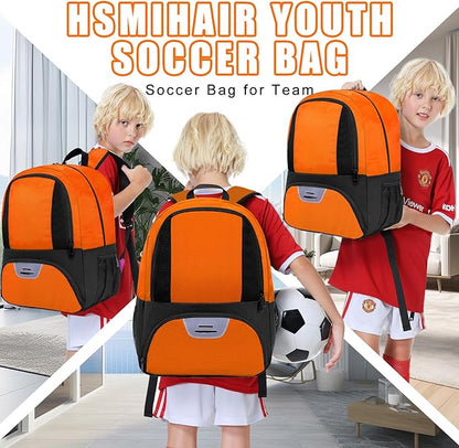 Soccer Bag&Soccer Backpack&Backpack for Football Volleyball Basketball,Sport Equipment Bags with Shoe compartment. (Orange)