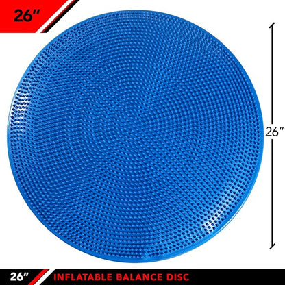 JFIT Inflatable Balance Disc - 13" or 26" Large Wobble Cushion Trainer - Durable Exercise Balance Pad for Coordination, Stability, and Core - Home, Gym, and Pet Training