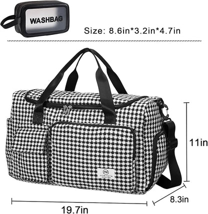 Small Gym Bag for Women, Travel Duffle Bag Carry On Weekender Bag with Shoe Compartment