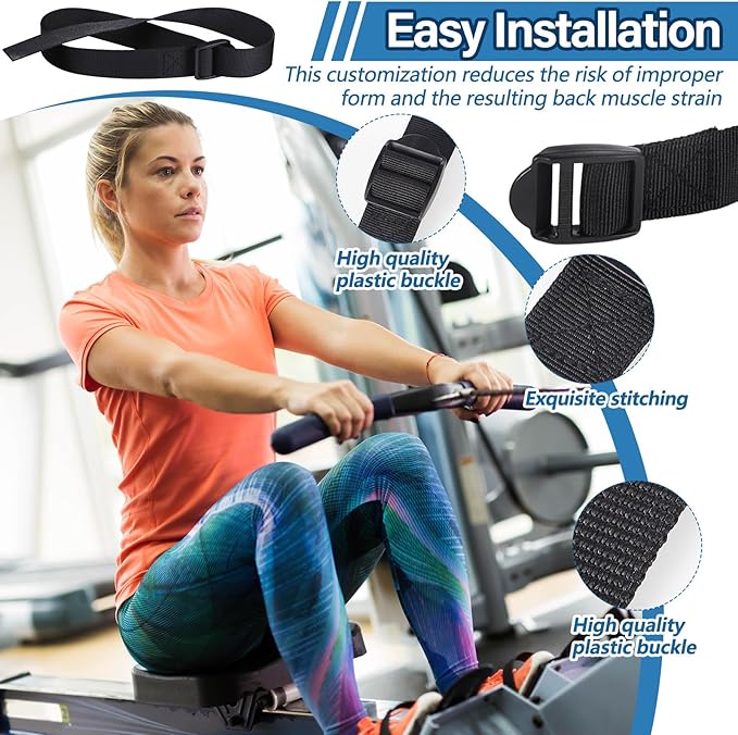 Rowing Machine Adjustable Foot Straps Compatible with Concept 2 Rower Fitness, 4 Pack Rowing Machine Replacement Foot Straps Reusable Straps