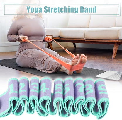 VOCOSTE Yoga Stretching Band, Yoga Stretch Strap with 9 Loops, Highly Elastic Exercise Band, Expandable Fitness Stretch Bands, for Yoga Dance Gymnastics Effective Stretching