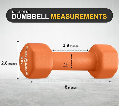 Neoprene Dumbbell Set of 2, Non-Slip, Hex Shape, Free Weights Set for Muscle Toning, Strength Building, Weight Loss - Portable Weights for Home Gym Hand Weight