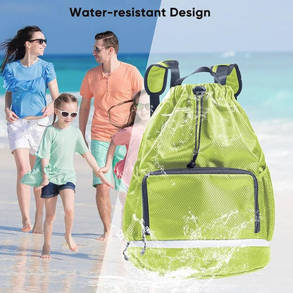 Swim Bag Beach Backpack Sports Drawstring Backpack - Gym Bag - Kids Swim Backpack Mens Beach Bag, Workout Bag