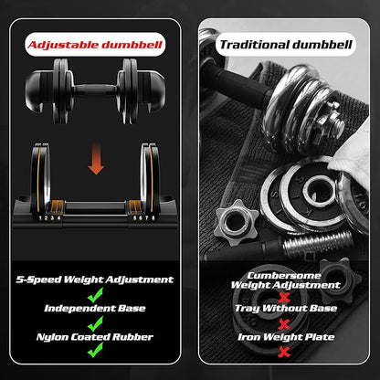 Adjustable Dumbbell Set 22/44lbs pair adjustable dumbbell- Perfect for Strength Training and Fitness Workouts