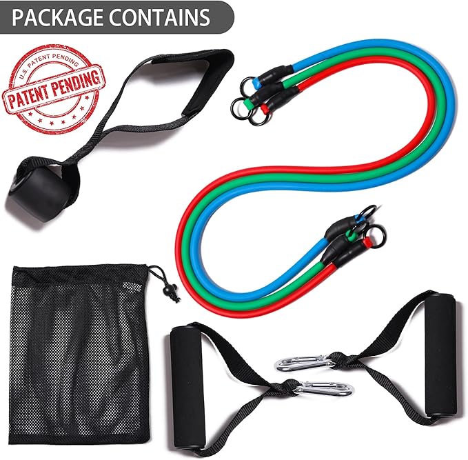 Resistance Bands with Handles for Working Out Women and Men, Exercise Bands with Door Anchor, Stretch Bands for Home Workouts, Simple Guide Included