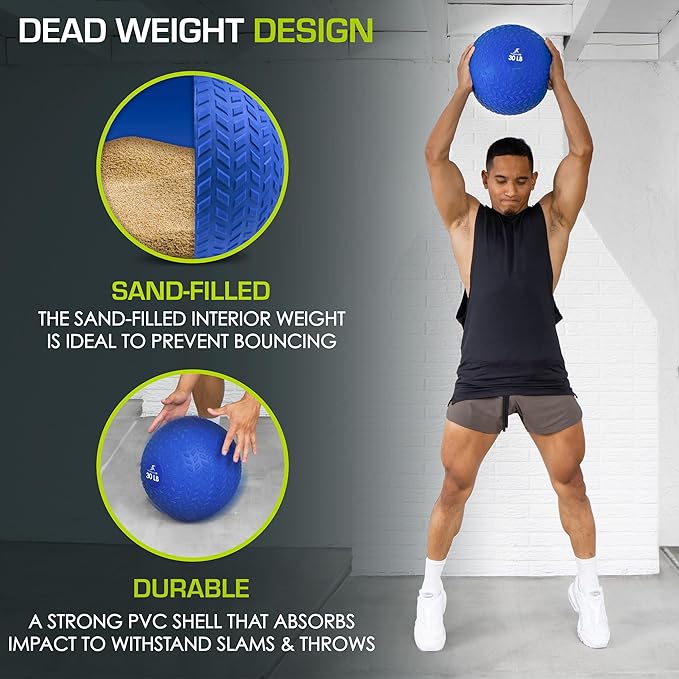 ProsourceFit Slam Medicine Balls 5, 10, 15, 20, 25, 30, 50lbs Smooth and Tread Textured Grip Dead Weight Balls for Strength and Conditioning Exercises, Cardio and Core Workouts