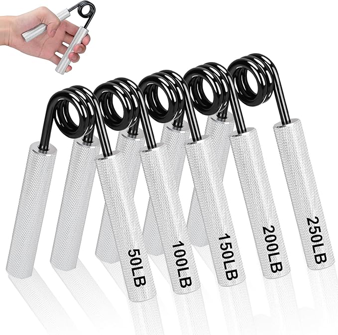 Metal Hand Grip Strengthener Set(100, 150, 200, 250lbs), Grip Strength Trainer, Crushing Grip Trainer, Pinch Grip Trainer, Forearm Exerciser, Gripper Fitness Equipment for Home Gym