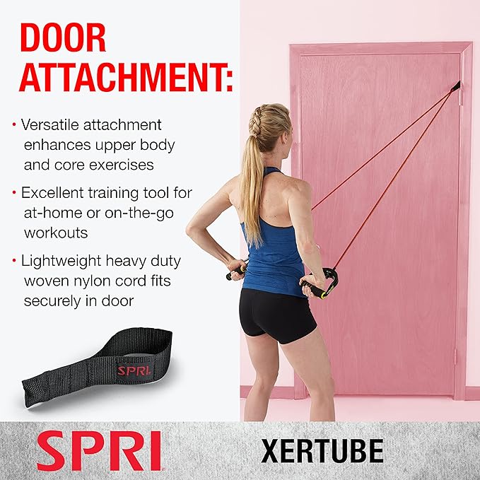 SPRI Xertube Resistance Bands with Handles – All Exercise Cords Sold Separately with Home Gym Workout Fitness Door Anchor Attachment Option