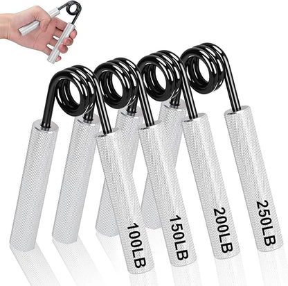 Metal Hand Grip Strengthener Set(100, 150, 200, 250lbs), Grip Strength Trainer, Crushing Grip Trainer, Pinch Grip Trainer, Forearm Exerciser, Gripper Fitness Equipment for Home Gym