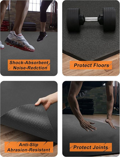 Large Exercise Mat 8'x5'|12'x6' Workout Mat for Home Gym Mats Exercise Heavy Duty Gym Flooring Fitness Mat Large Yoga Mat Cardio Mat for Weightlifting, Jump Rope, MMA, Stretch, Plyo, HIIT, Shoe-Friendly