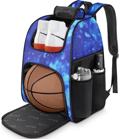 MATEIN Basketball Bag, Sturdy Soccer Bag with Ball Holder & Shoe Compartment, Large Basketball Backpack for Training Equipment, Water Resistant Sports Ball Bags Fits Volleyball Football, Colorful